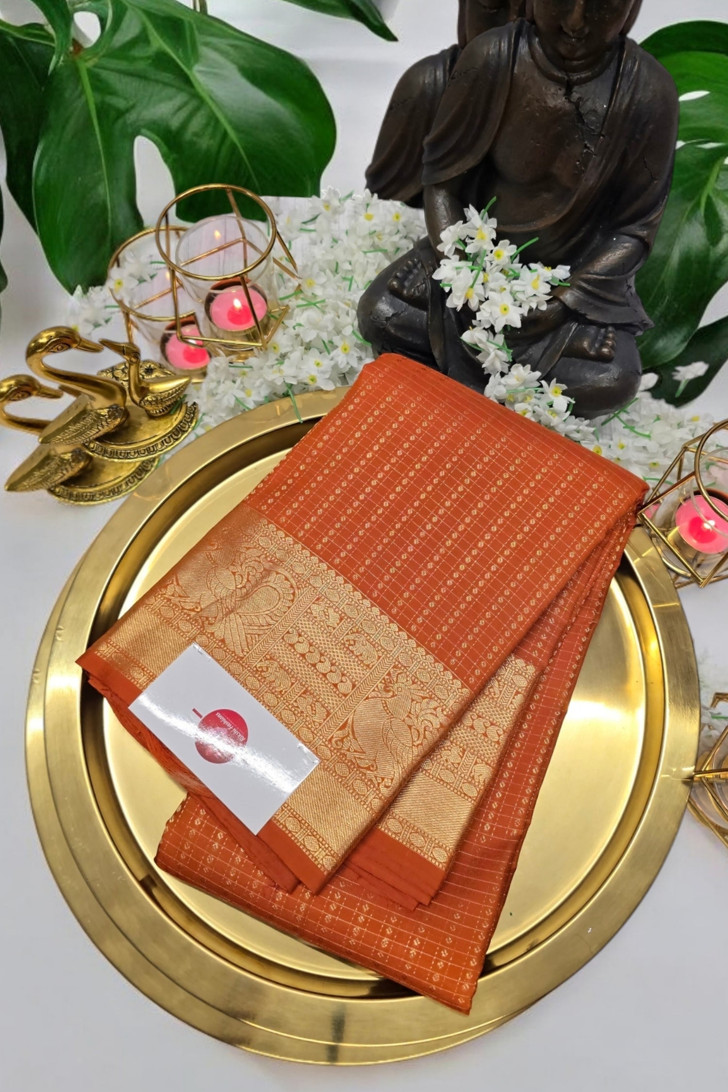 Radiant Orange Kanchipuram Silk Saree