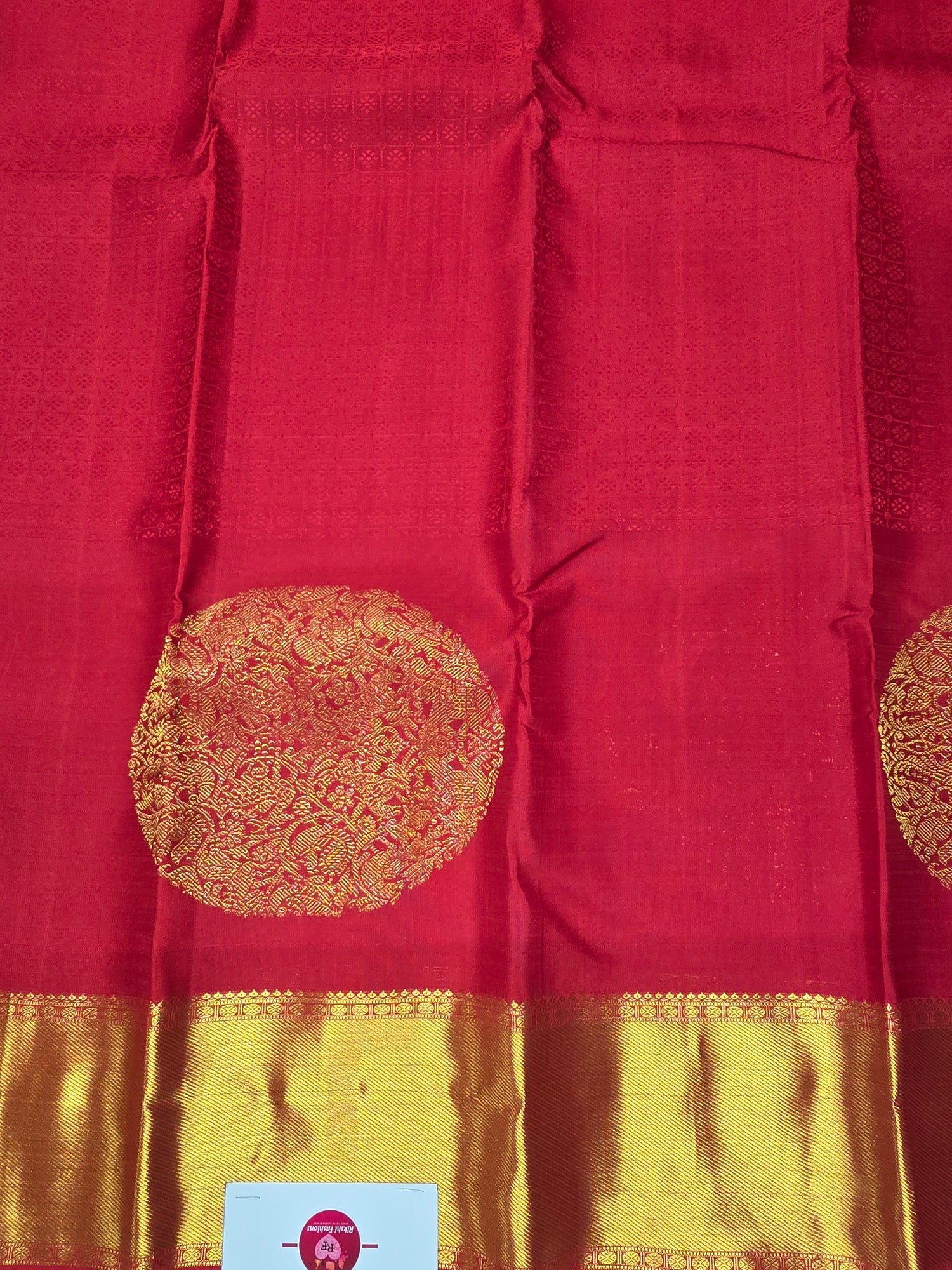 Dark Red Kanchipuram  Silk Saree with Intricate Border