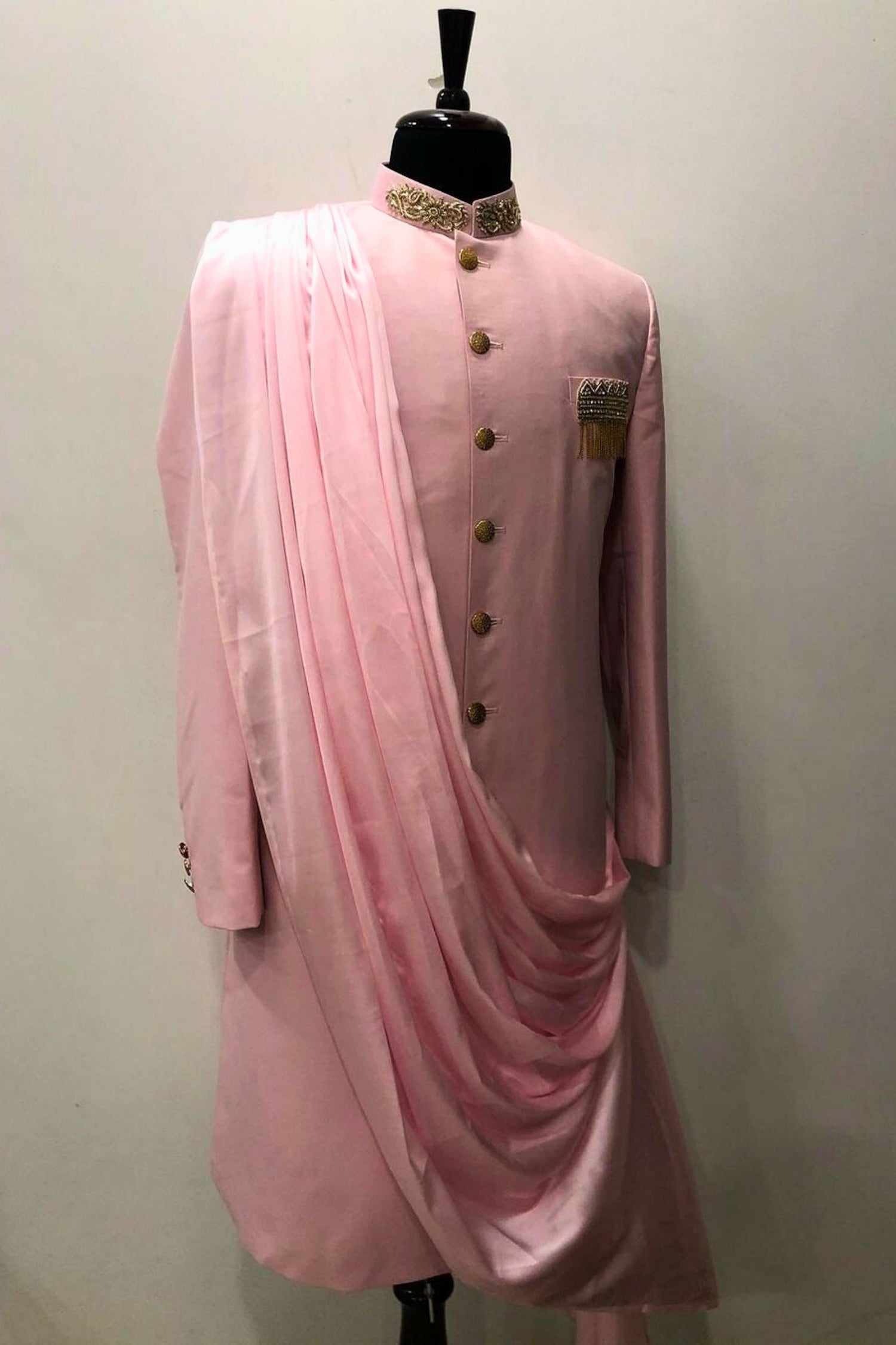Regal Charm – Pink Sherwani for the Modern Groom