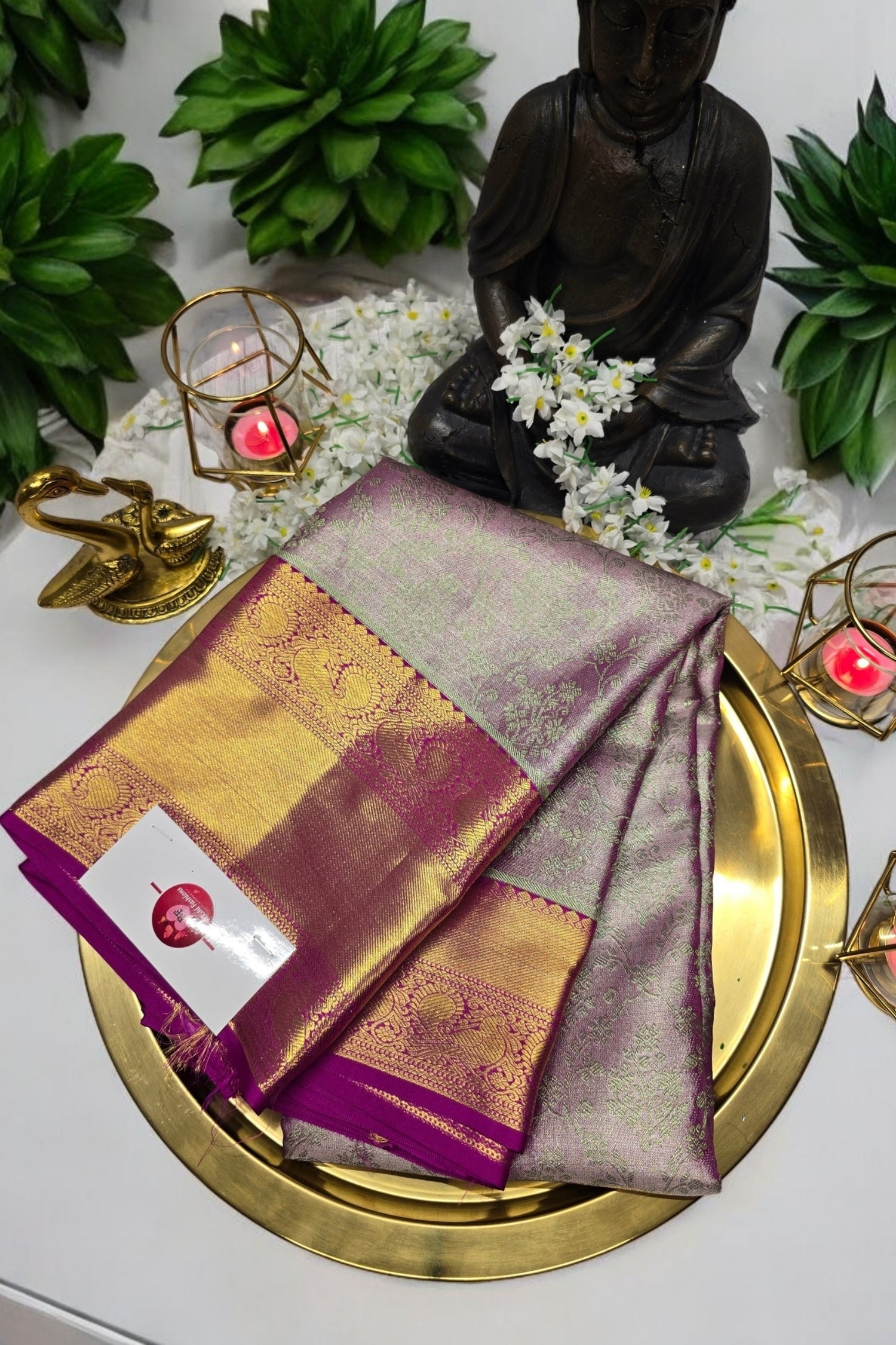 Regal Pinkish Purple Kanchipuram Silk Saree – A Symbol of Elegance