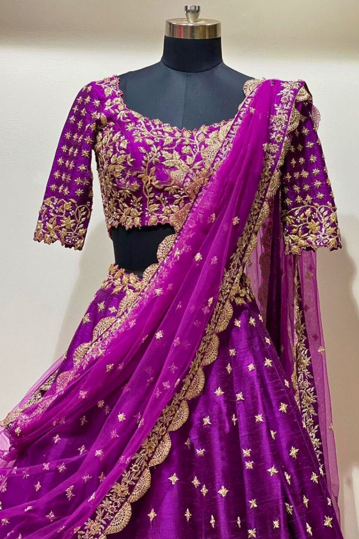 Royal Purple Lehenga with Gold Zari Design