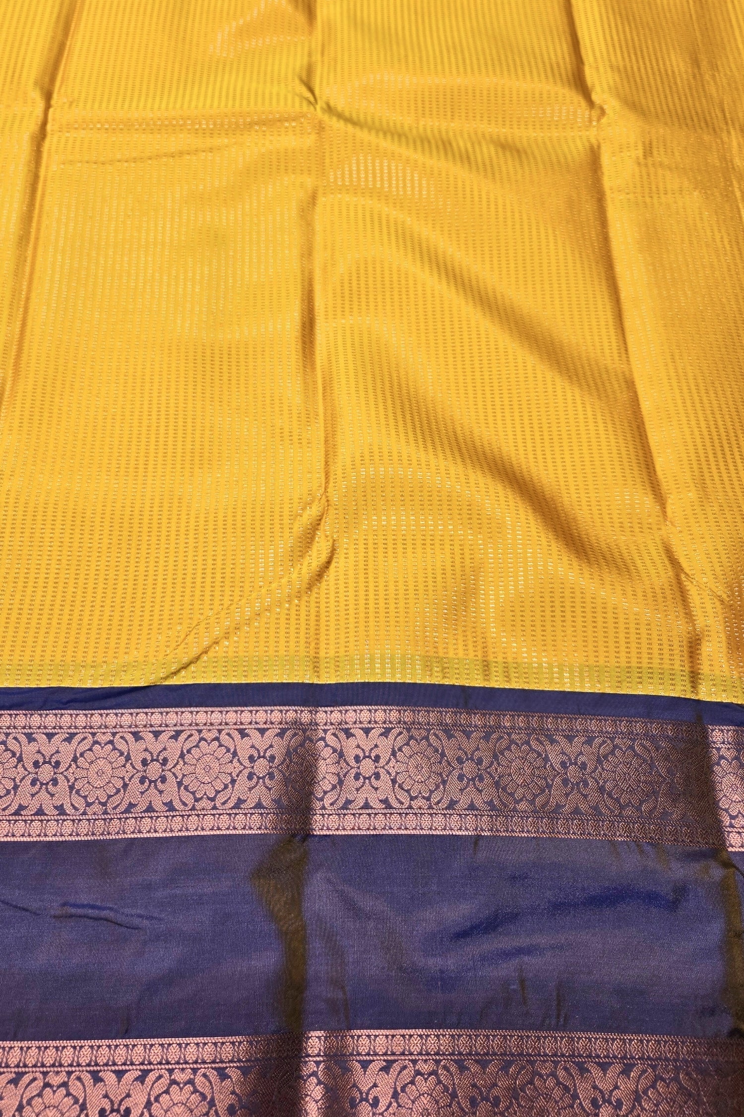 Radiant Yellow Kanjipuram Silk Saree with Royal Blue Border