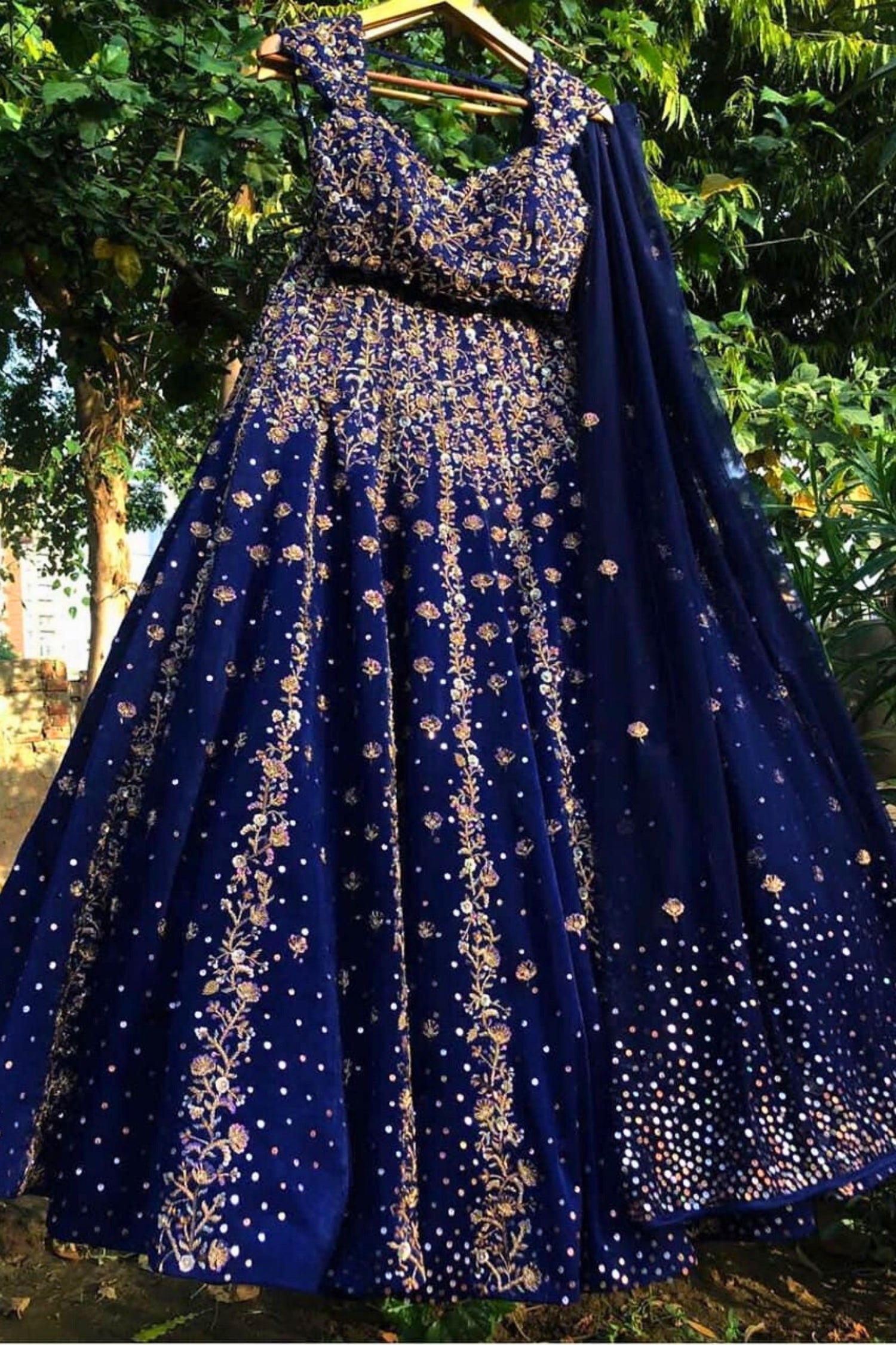 Oxford Blue Lehenga with Full Work
