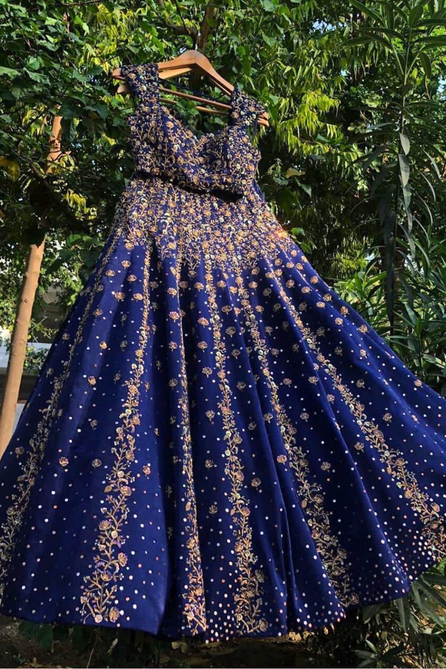 Oxford Blue Lehenga with Full Work