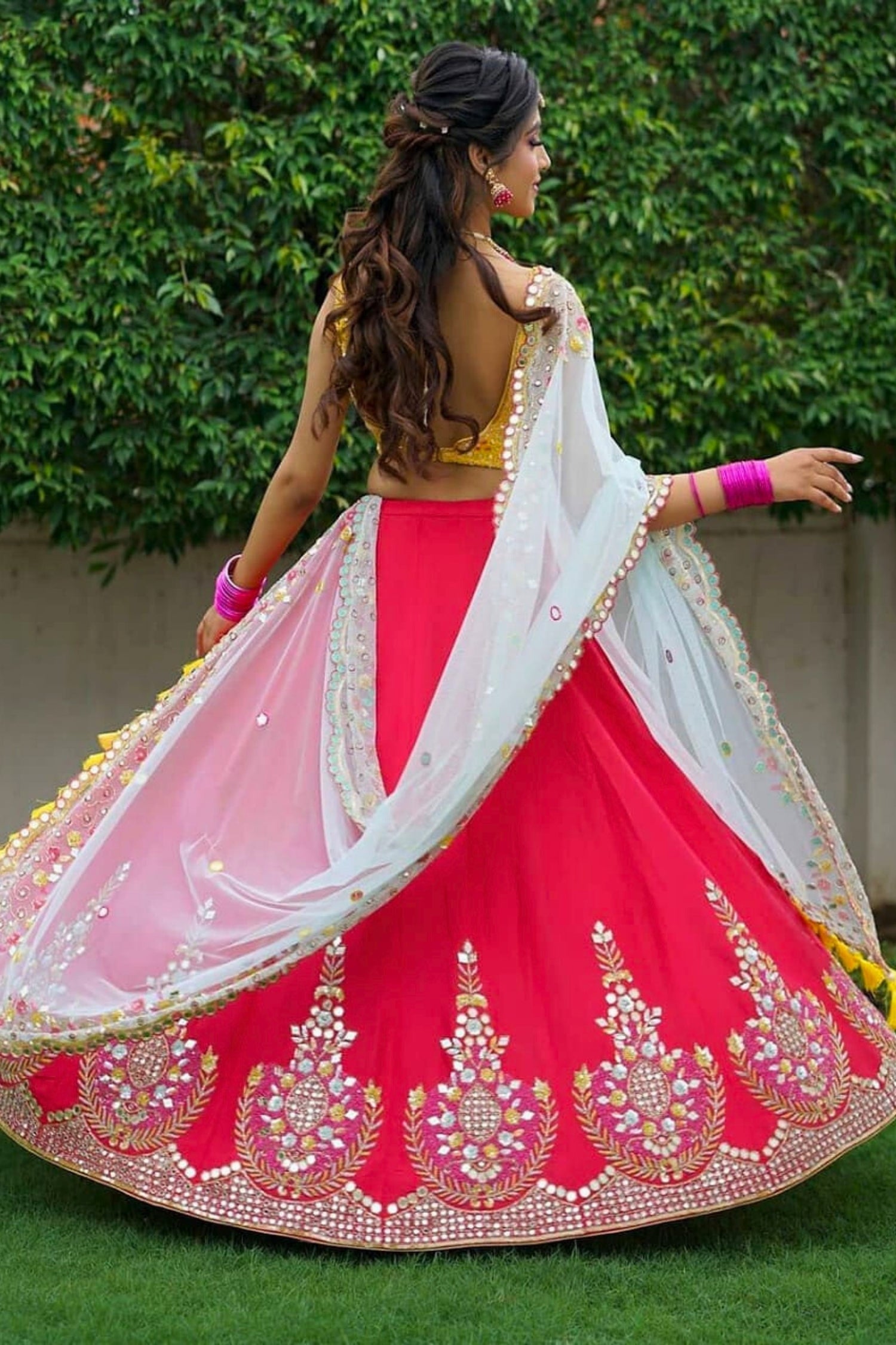 Radiant Yellow with Red Contrast Lehenga