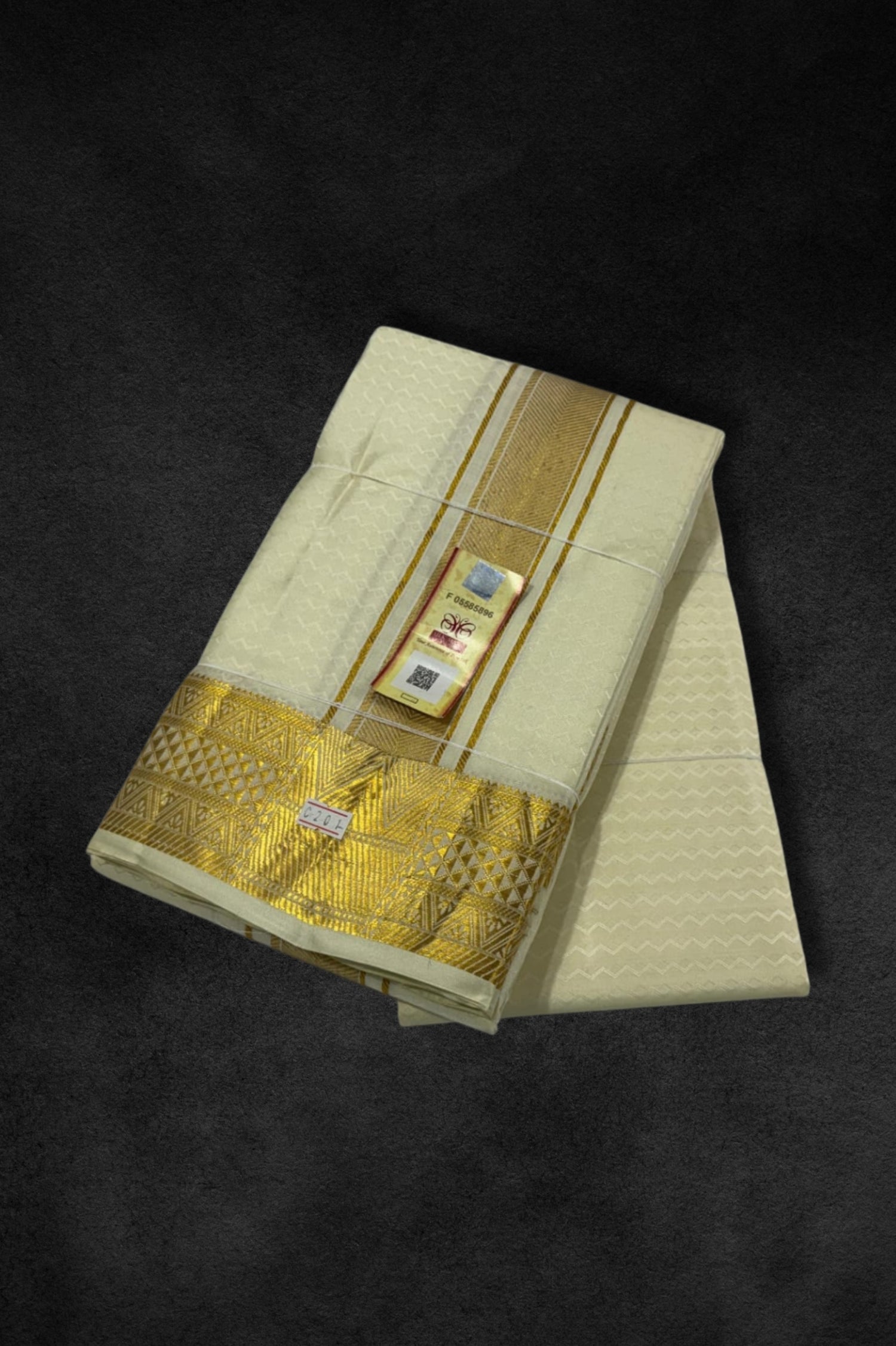 Creamy White Vesti with Gold Border – Timeless Elegance with One Gram Gold Zari