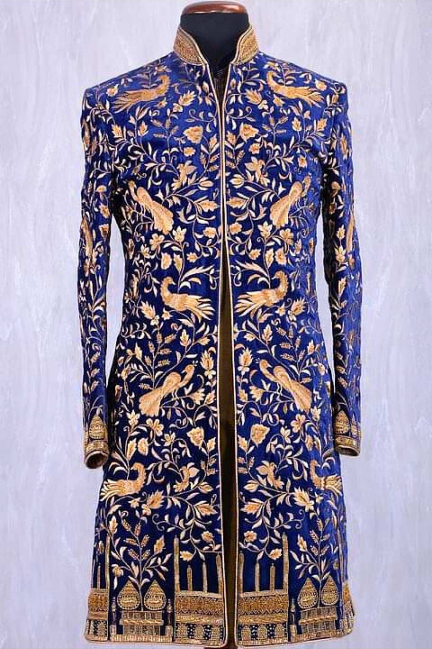 Midnight Blue Sherwani with Zari Highlights