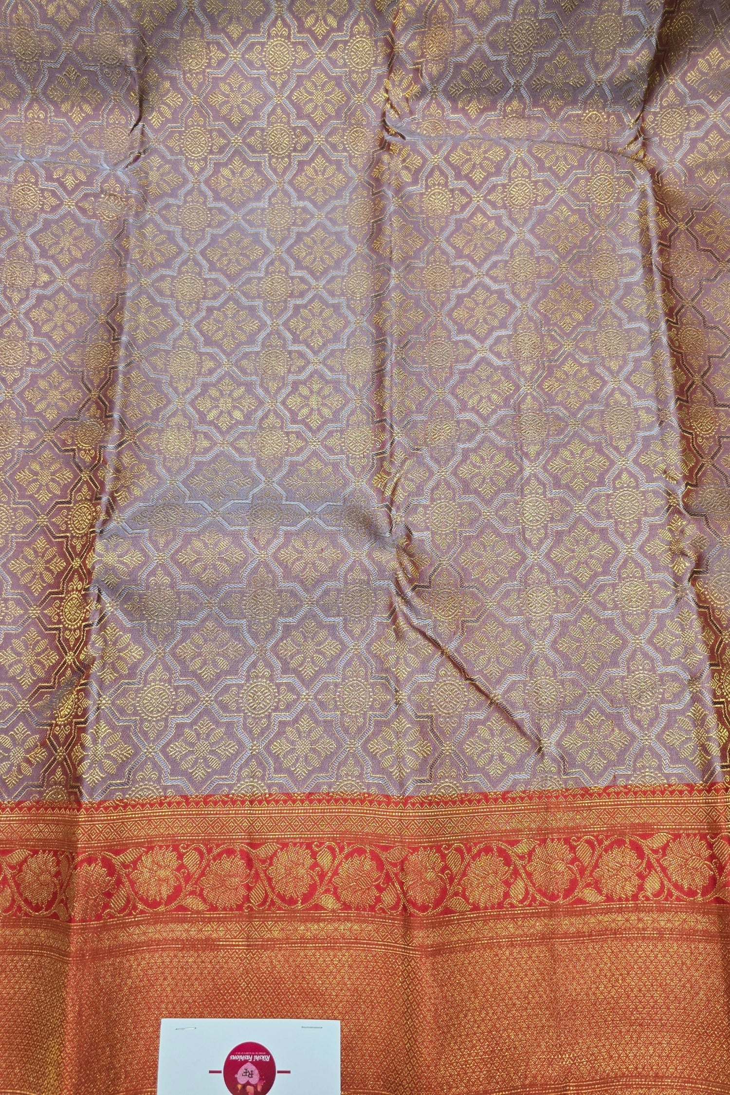 Majestic Purple Kanchipuram Silk Saree with Elegant Red Border