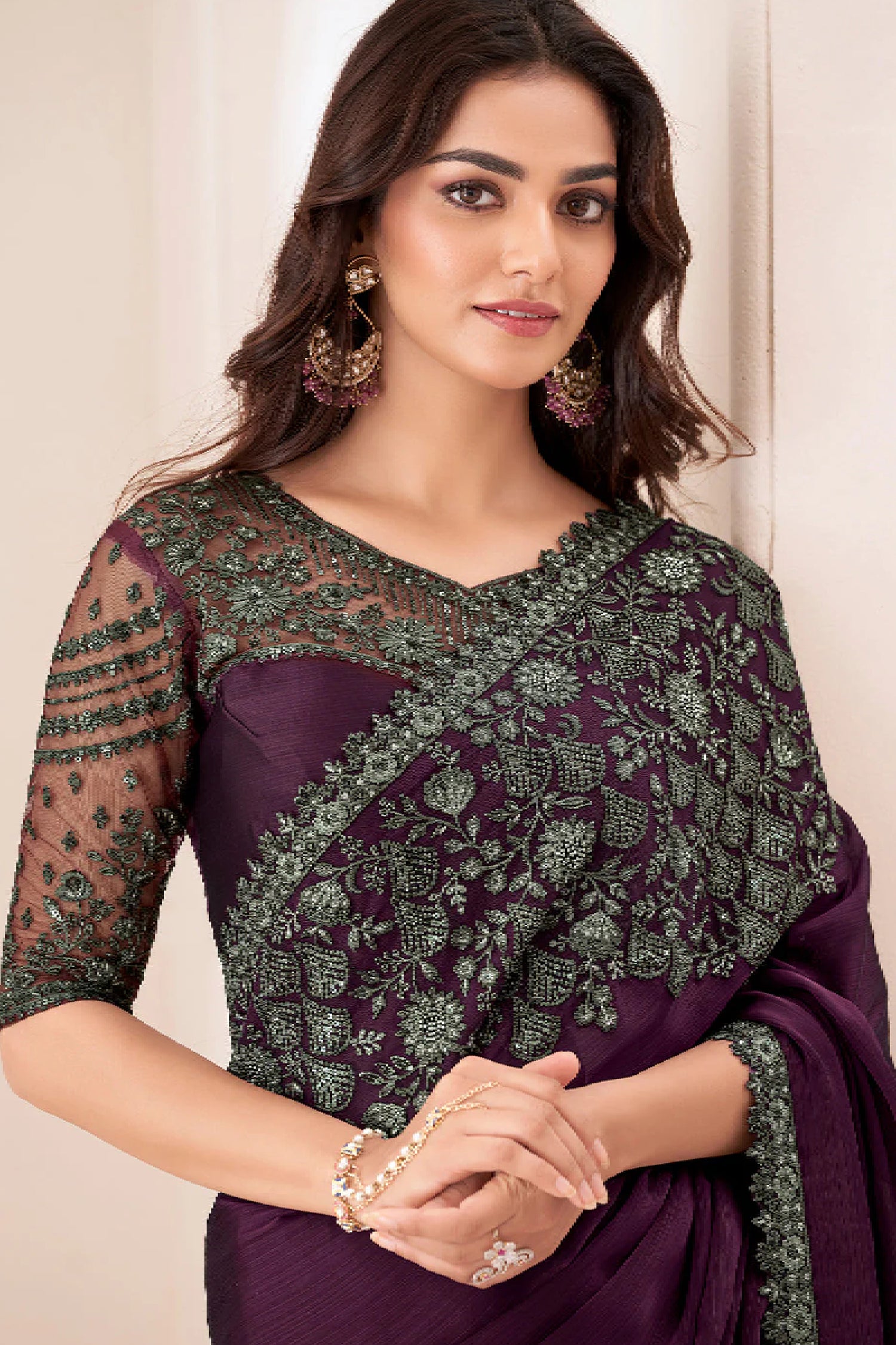 Raisin purple designer saree