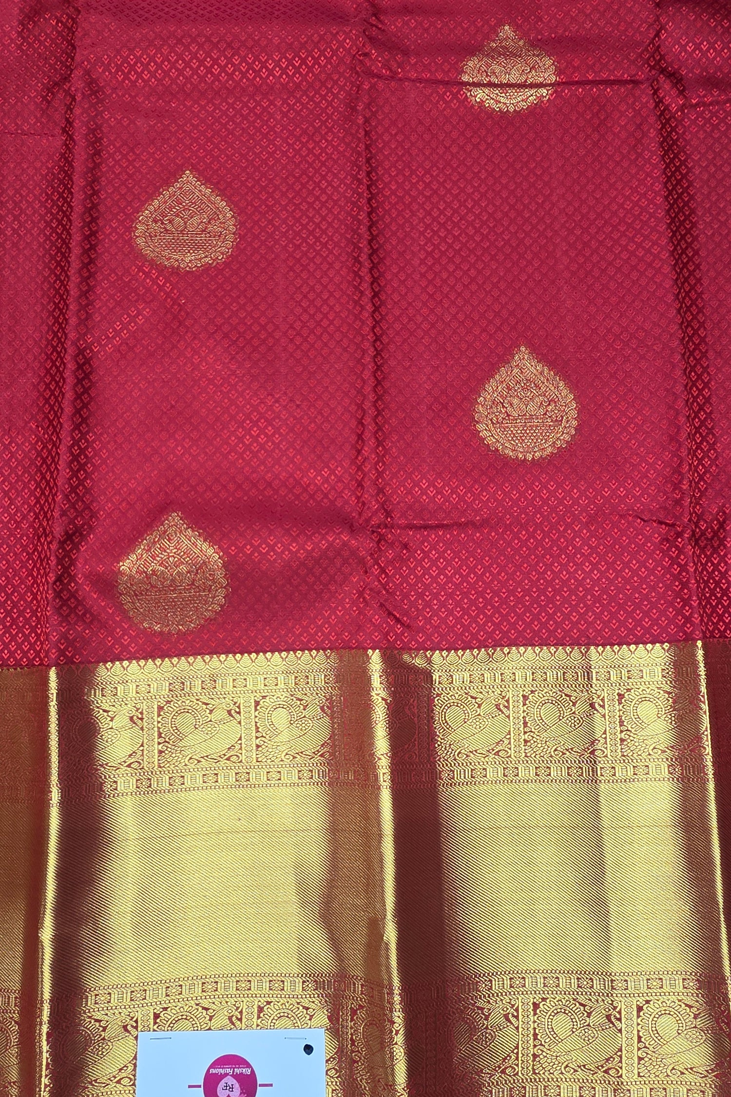 Classic Red Kanchipuram Silk Saree with Golden Zari Border