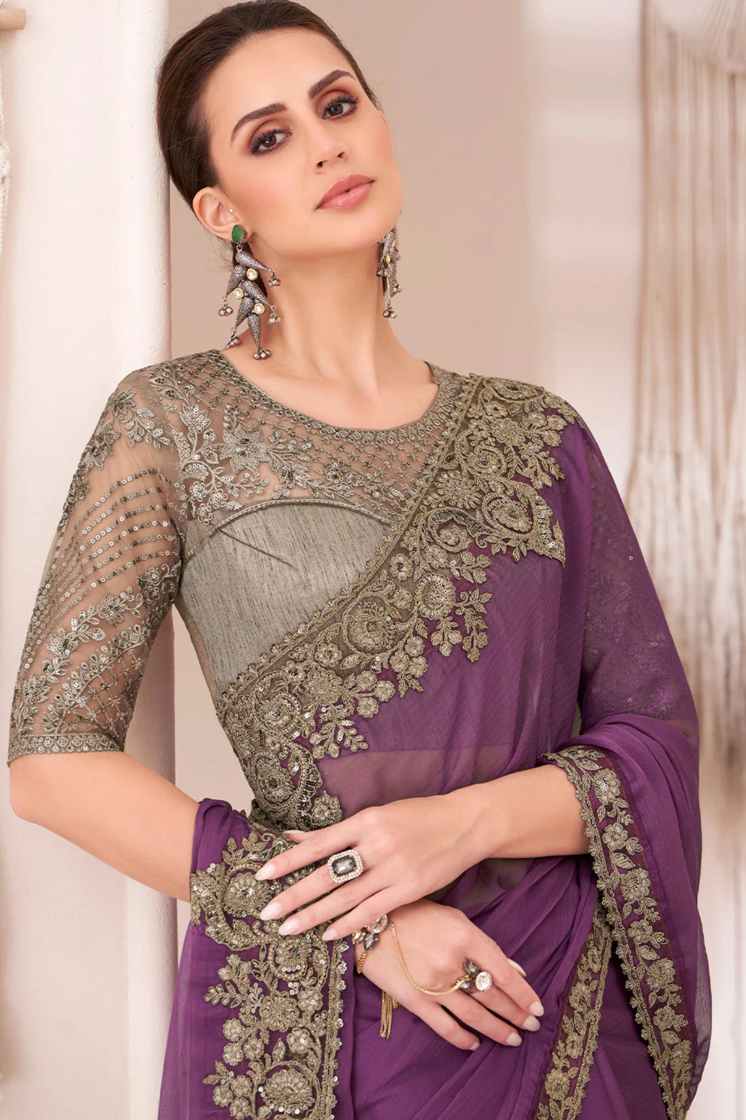 Regal Allure Royal Purple Designer Saree