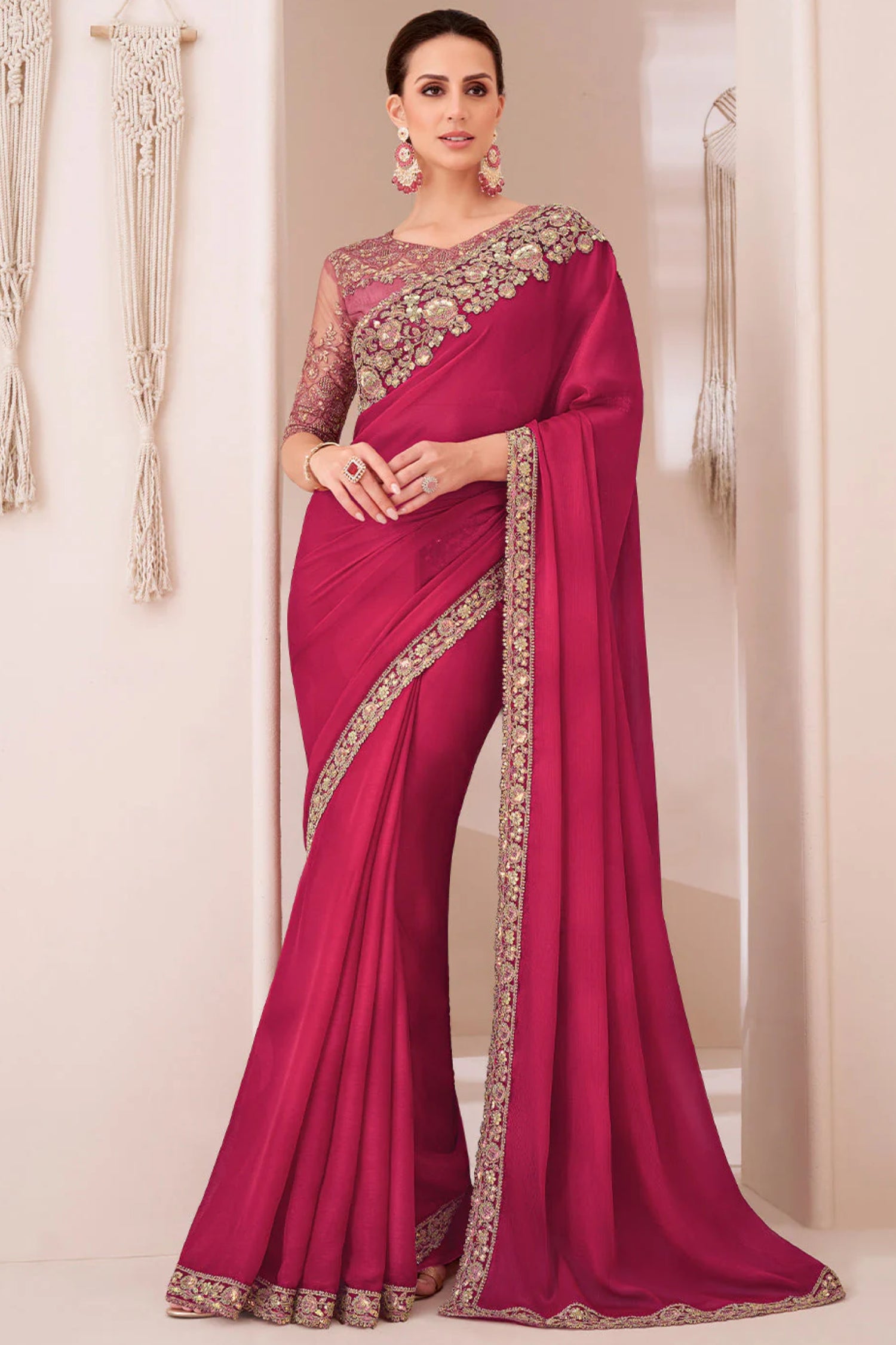 Enchanting Grace Ruby Pink Designer Saree