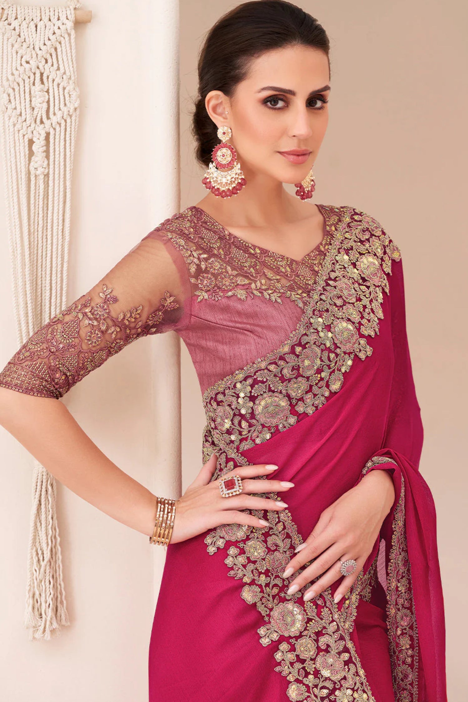 Enchanting Grace Ruby Pink Designer Saree