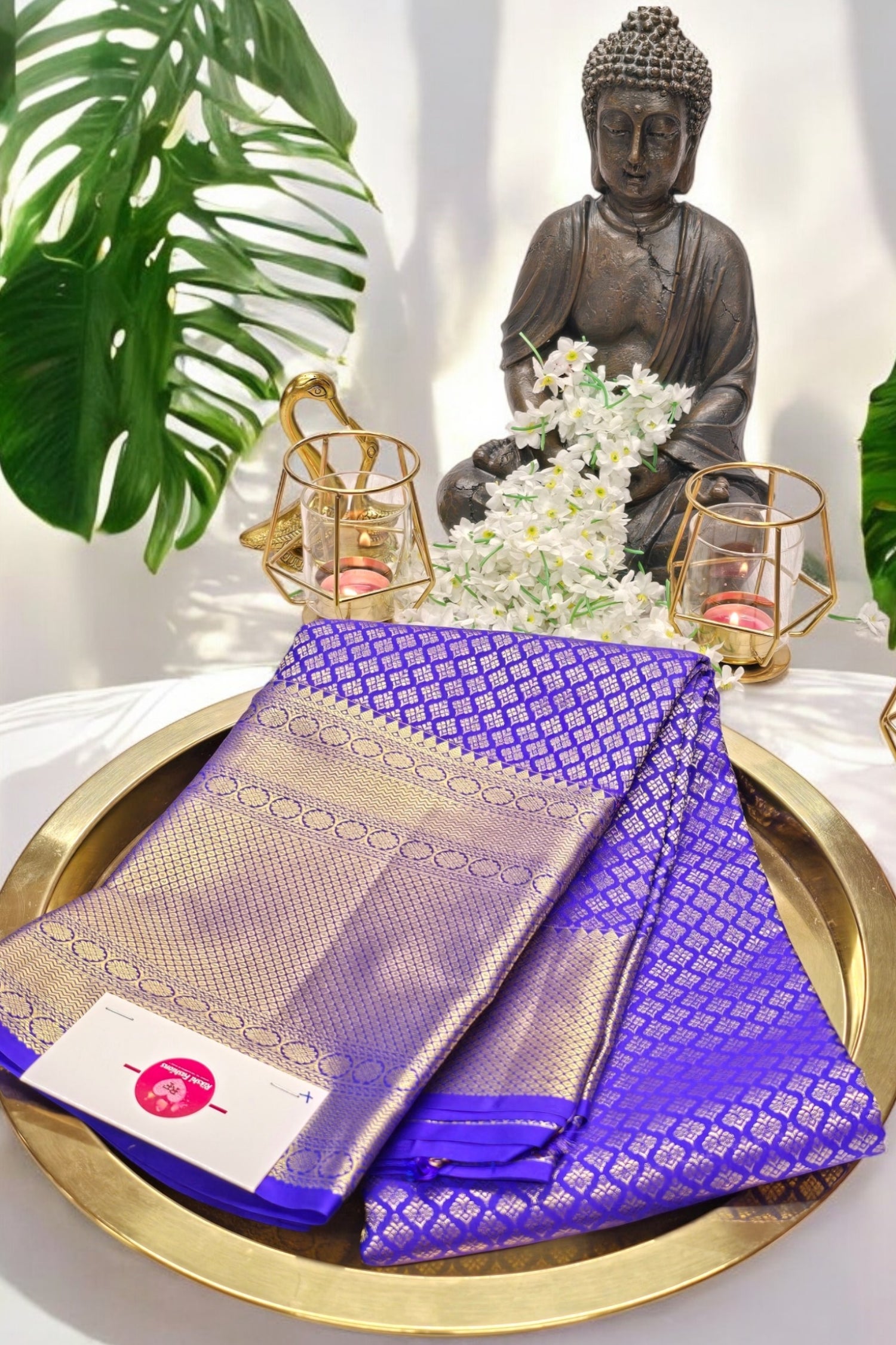 Royal Blue Kanchipuram Silk Saree with Intricate Zari Work