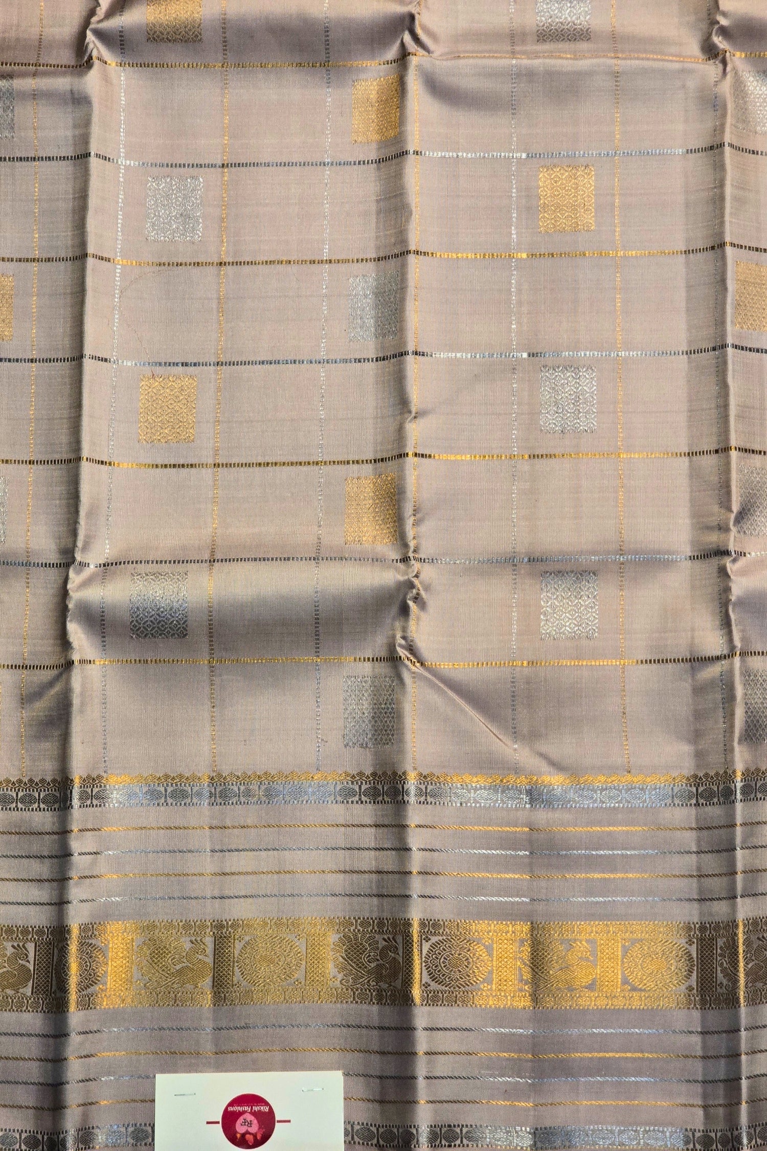 Pastel Charm Grey  Kanchipuram Saree