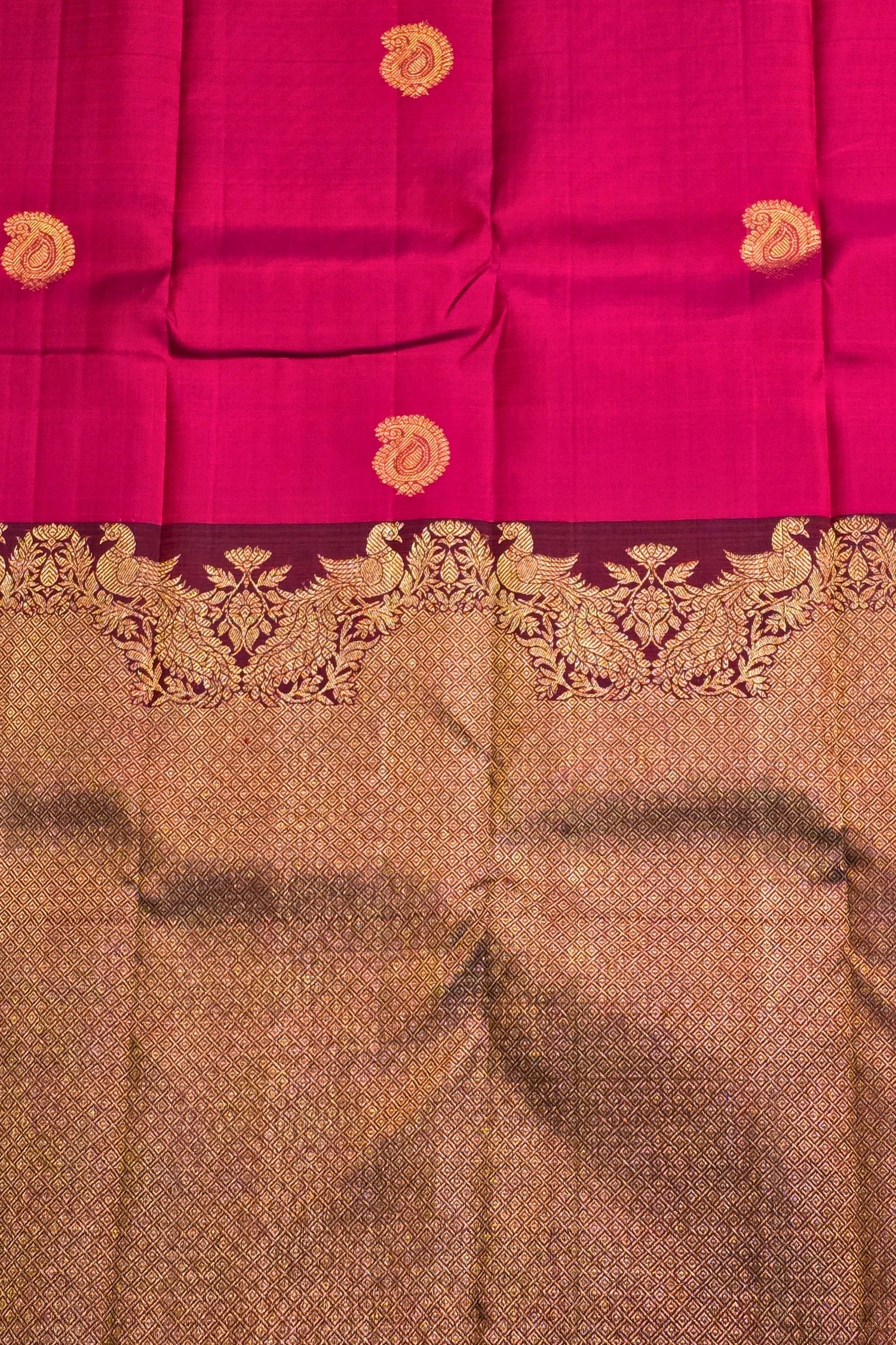 Traditional Pink and Navy Blue Kanjivaram Saree