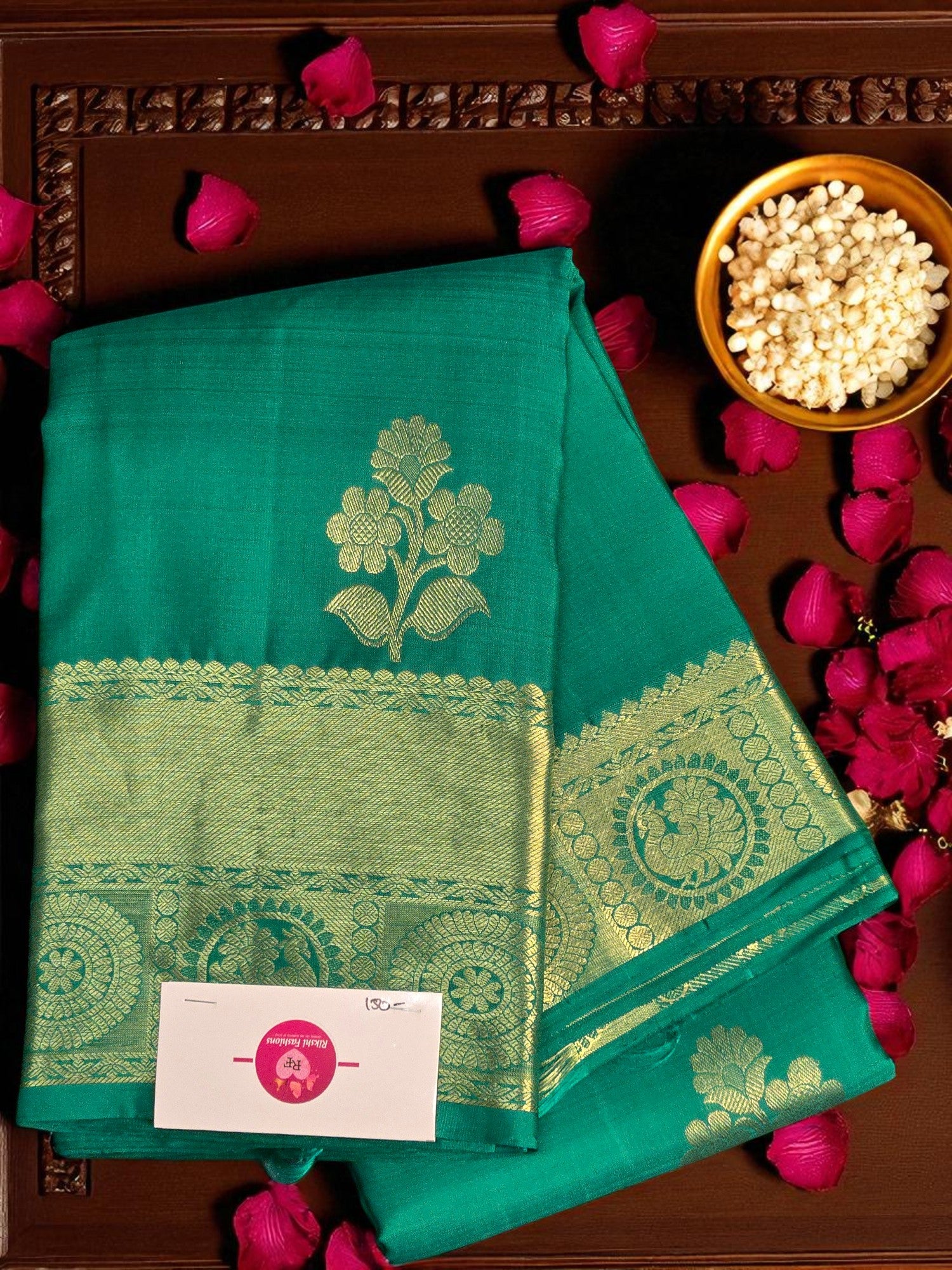 Regal Radiance Dark Green Kanchipuram Silk Saree