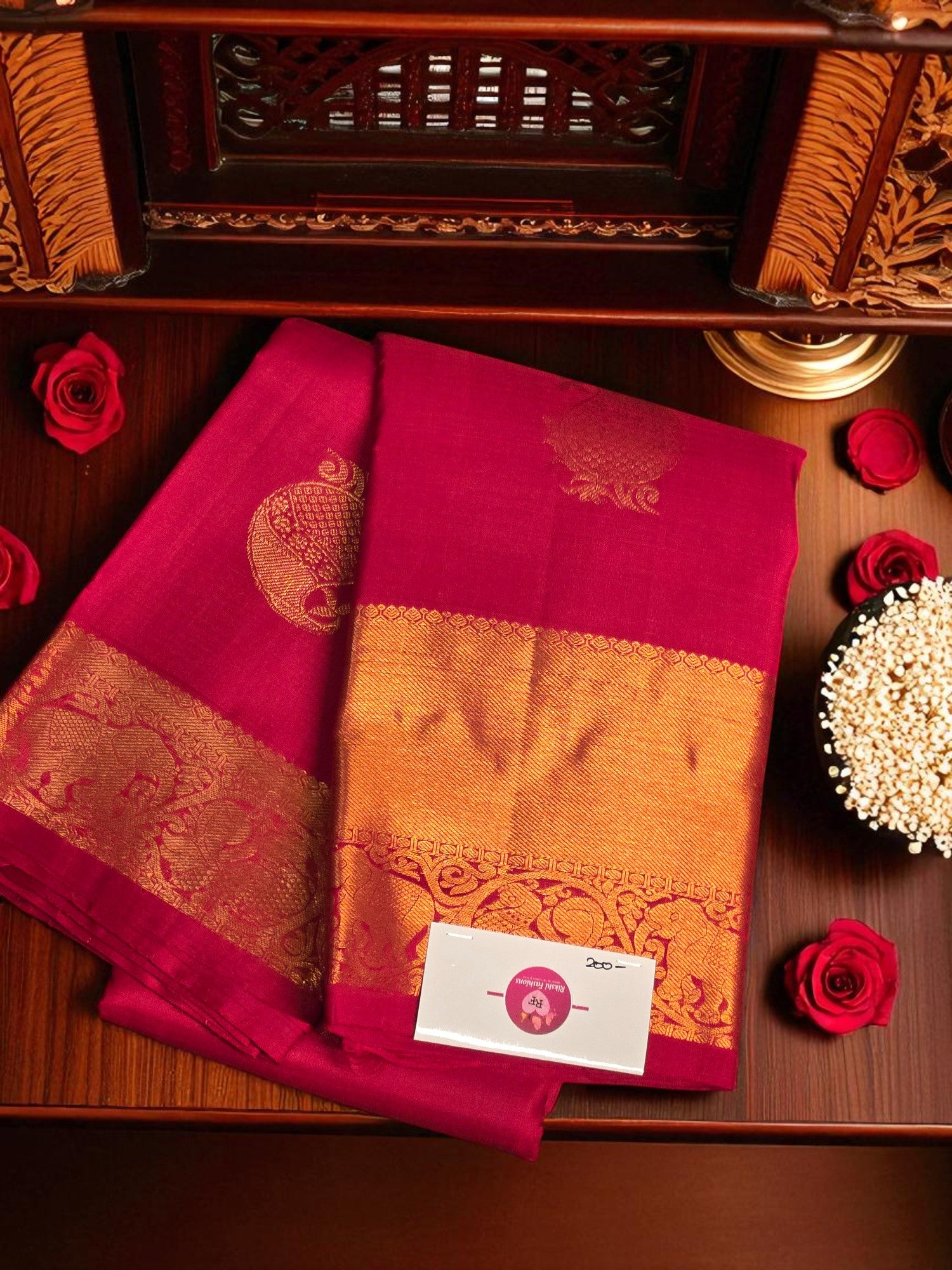 Crimson Elegance Kanchipuram Silk Saree