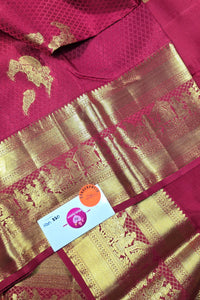 Scarlet Red Kanchipuram Silk Saree with Gold Zari Detailing