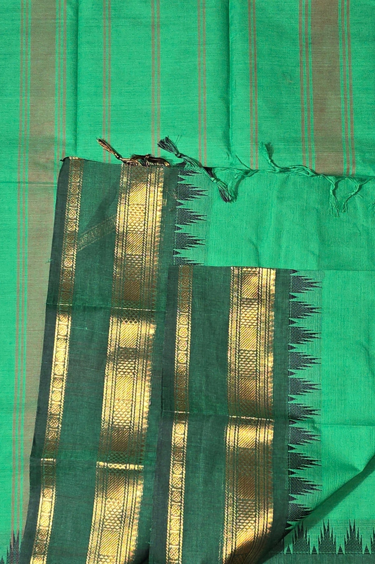 Elegant Light Green Cotton Saree with Dark Green Border