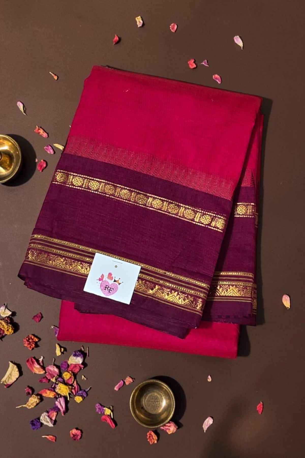 Elegant Pink Cotton Saree with Maroon Border