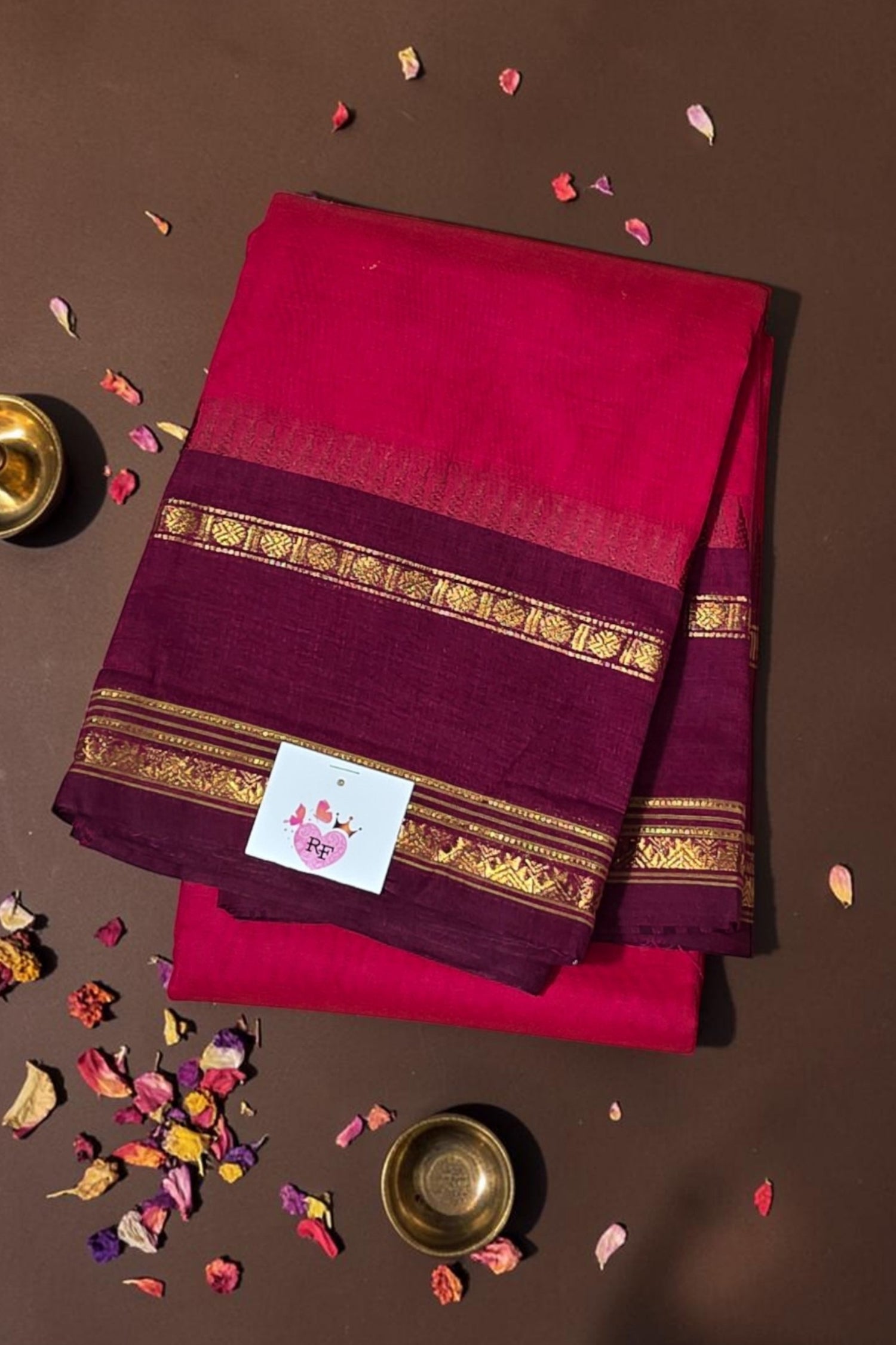 Elegant Pink Cotton Saree with Maroon Border
