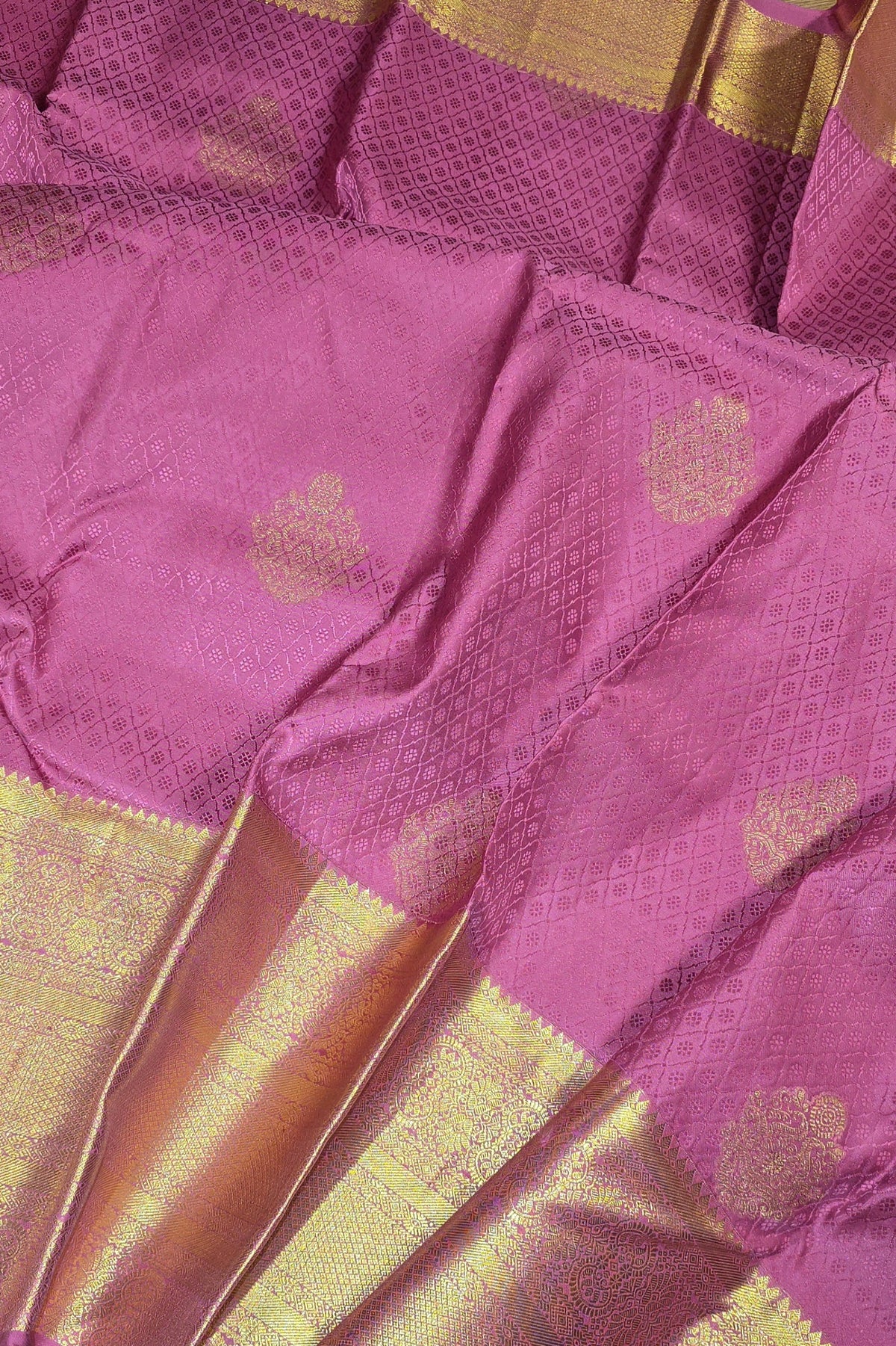 Pink Saree with Rich Gold Border