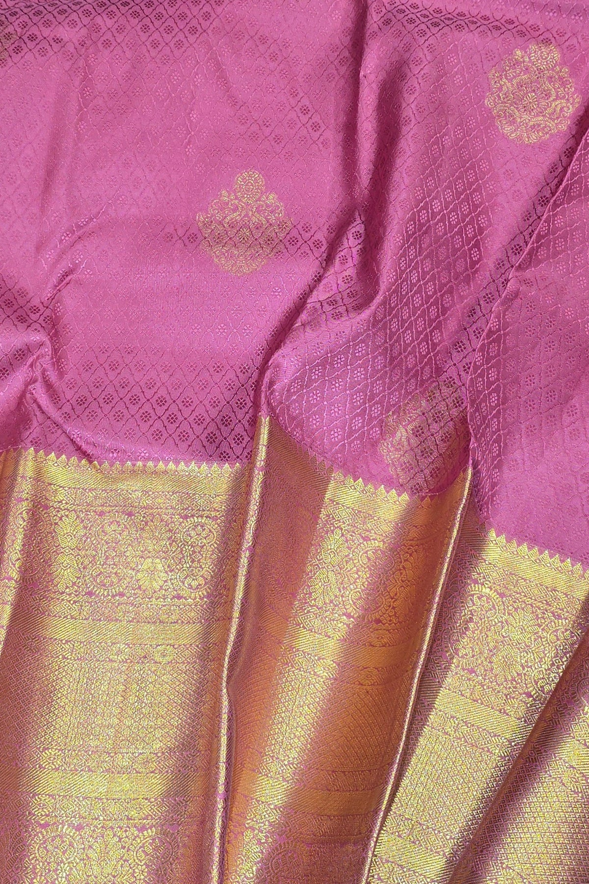 Pink Saree with Rich Gold Border
