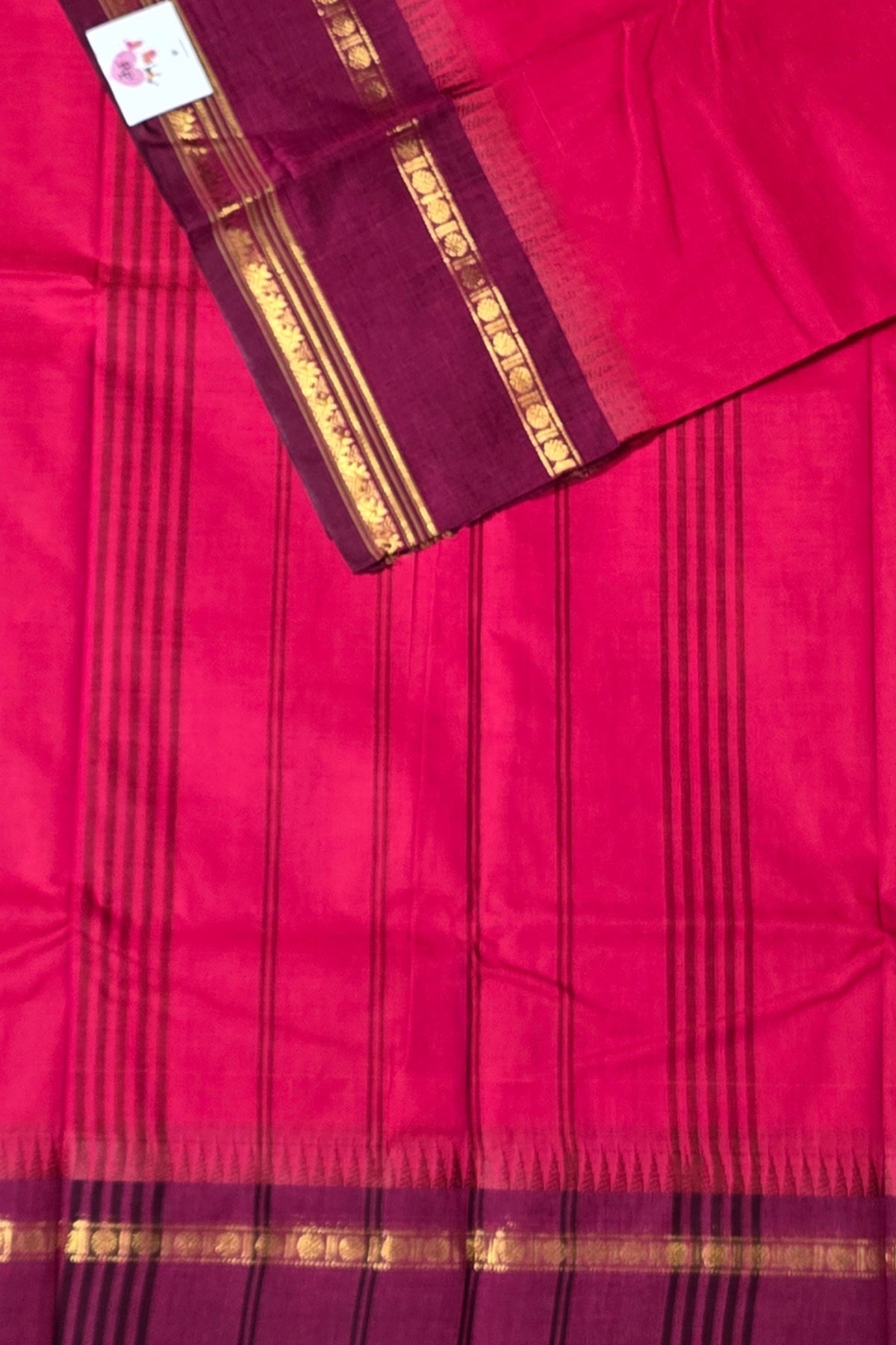 Elegant Pink Cotton Saree with Maroon Border