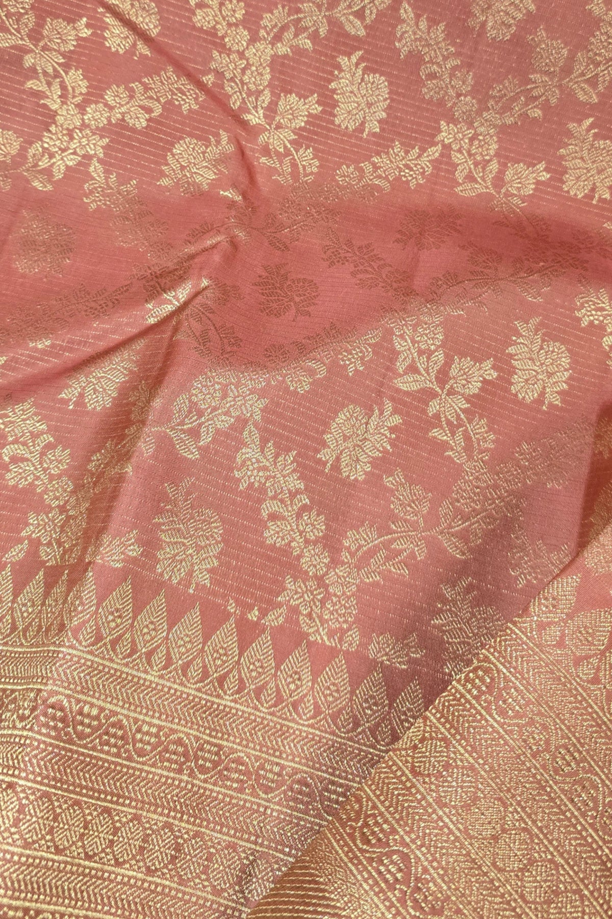 Royal Rosewood Kanchipuram Silk Saree with All-Over Gold Weaving