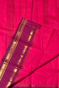Elegant Pink Cotton Saree with Maroon Border