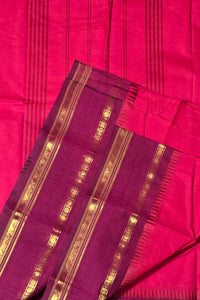 Elegant Pink Cotton Saree with Maroon Border
