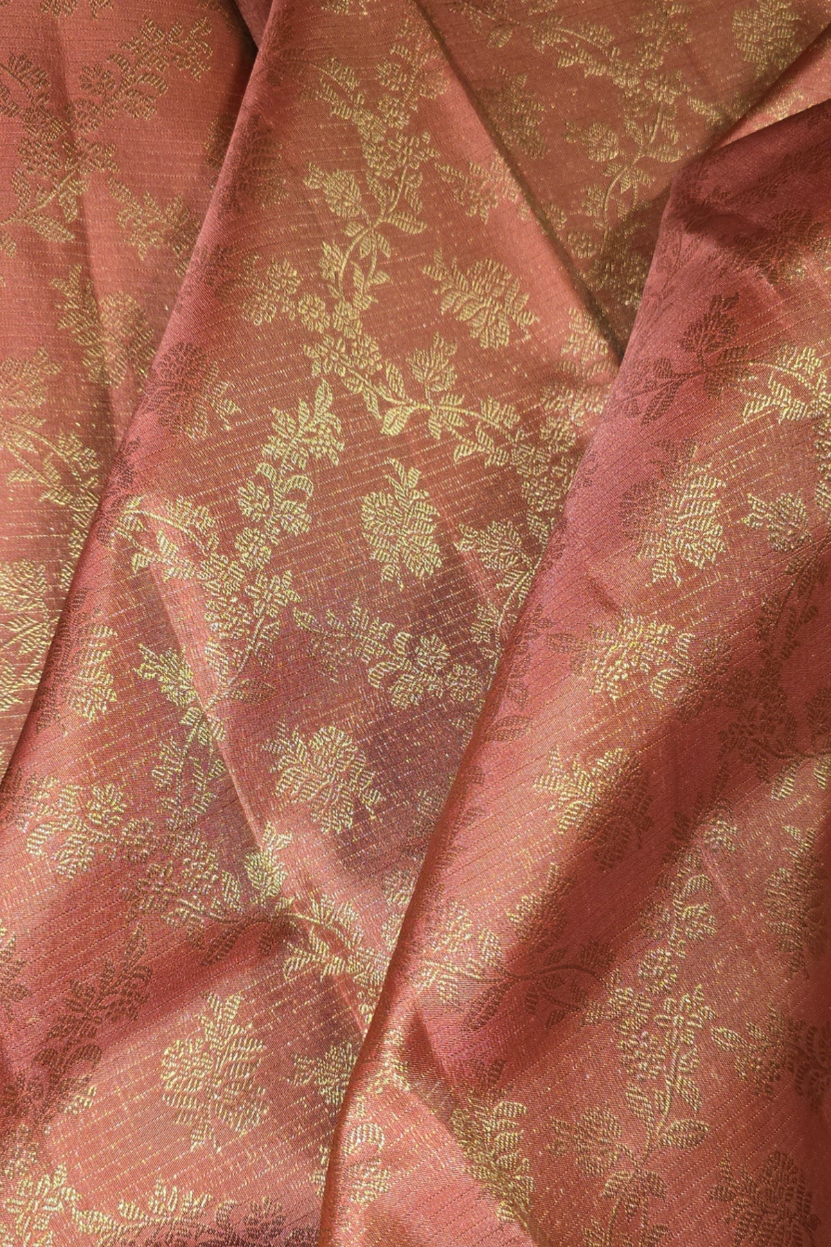 Royal Rosewood Kanchipuram Silk Saree with All-Over Gold Weaving