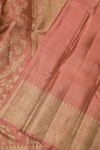 Royal Rosewood Kanchipuram Silk Saree with All-Over Gold Weaving