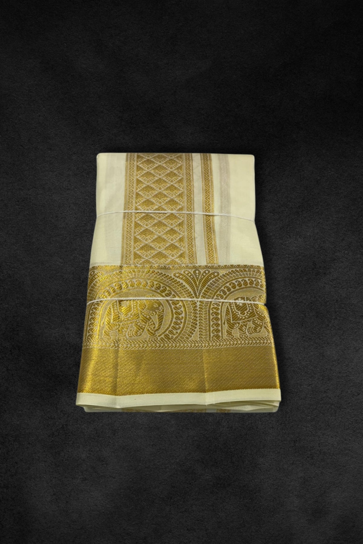 Elegant Creamy White Vesti with Gold Zari Border