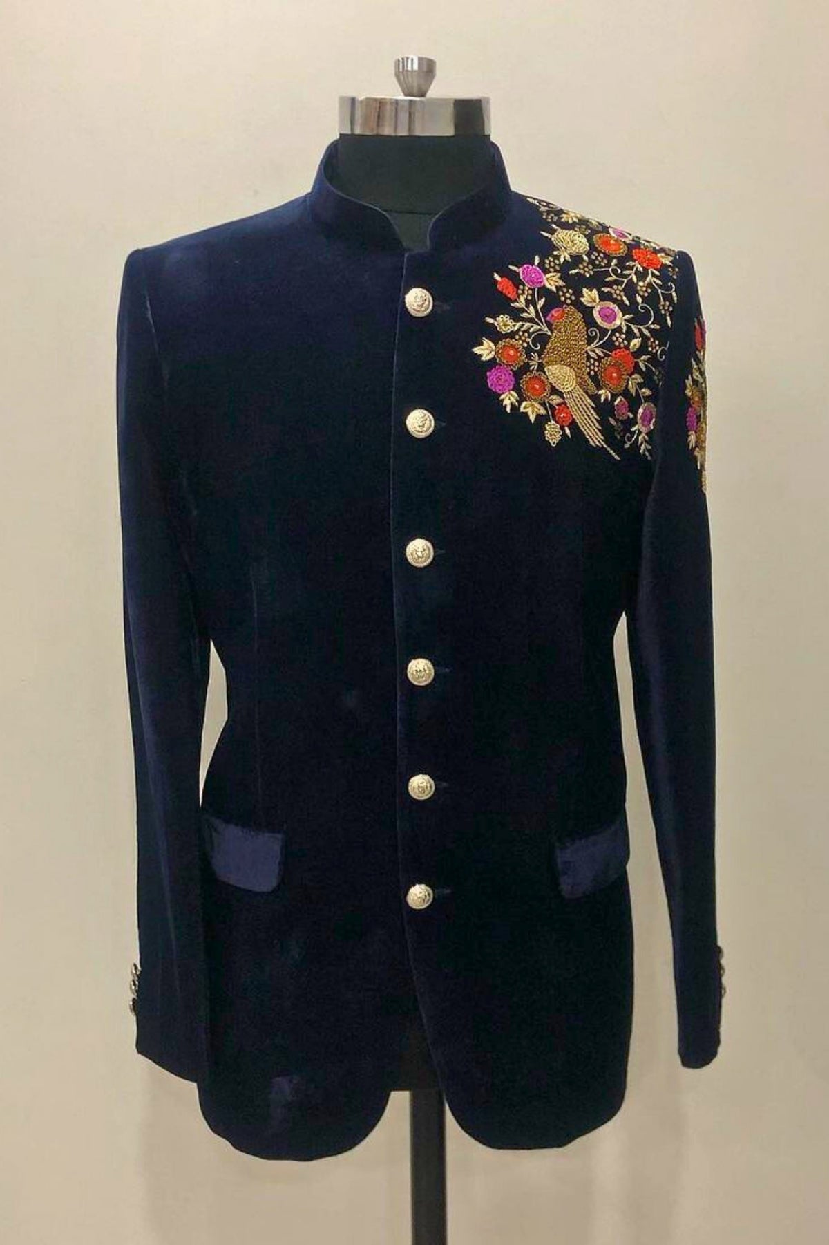 Majestic Allure – Smoky Black Embroidered Sherwani