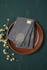 Classic Grey Semi Silk Saree with Refined Zari Detailing