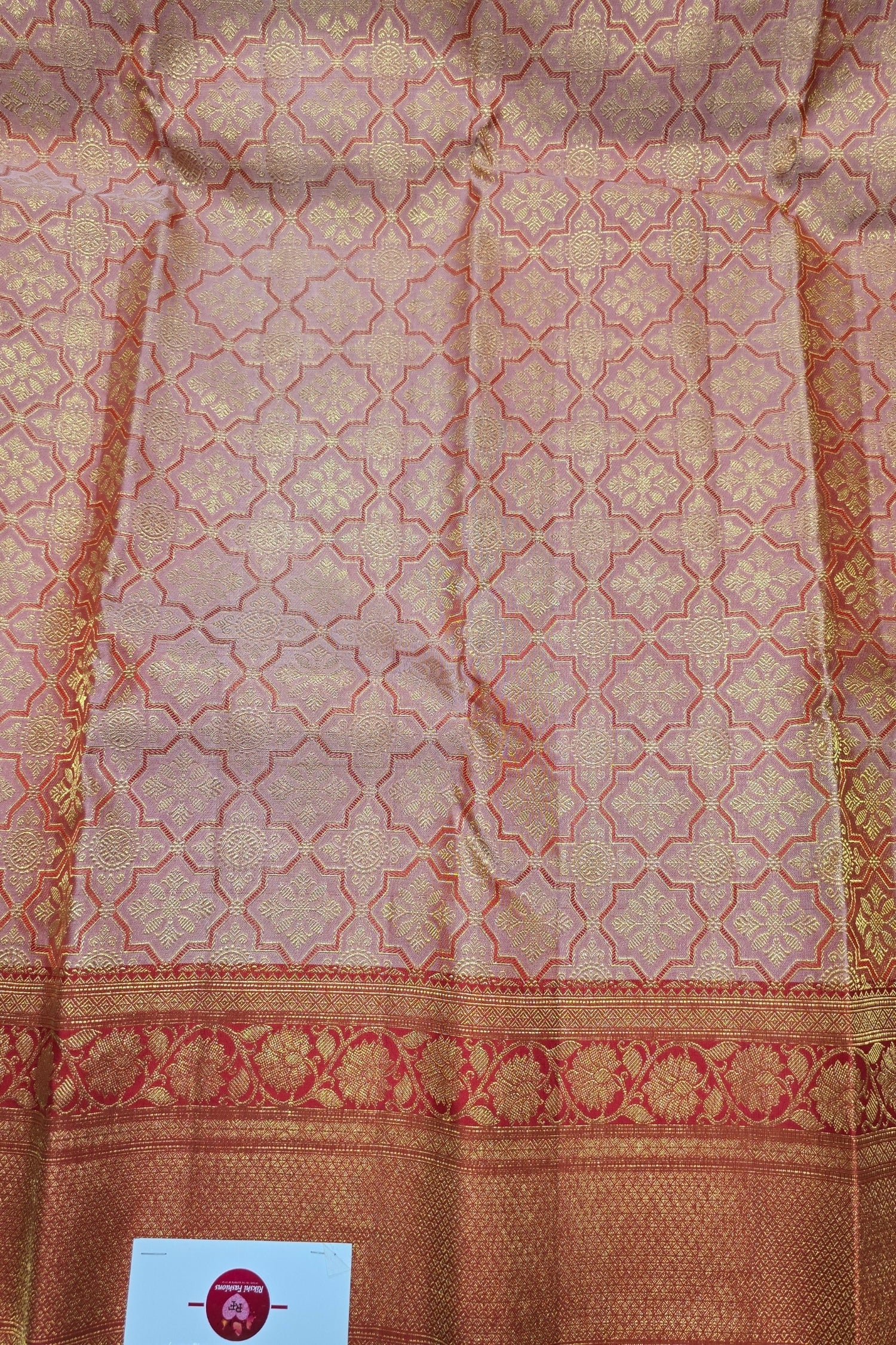 Graceful Light Pink Kanchipuram Silk Saree with Rich Red Border