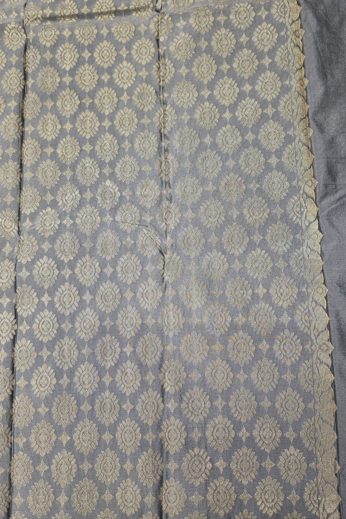 Classic Grey Semi Silk Saree with Refined Zari Detailing