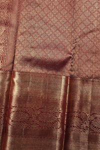 Indian Red Kanchipuram Silk Saree with Gold Heritage Weaving