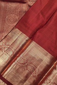 Indian Red Kanchipuram Silk Saree with Gold Heritage Weaving