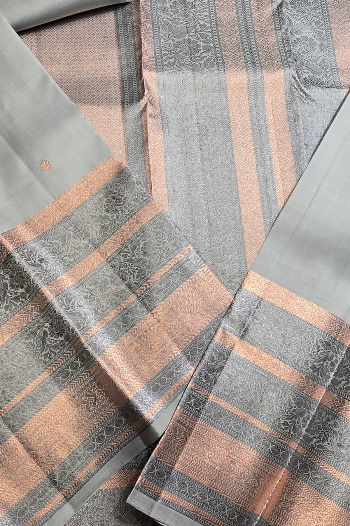 Close-up of patterned fabric with brown and gray stripes