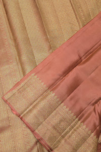 Royal Rosewood Kanchipuram Silk Saree with All-Over Gold Weaving