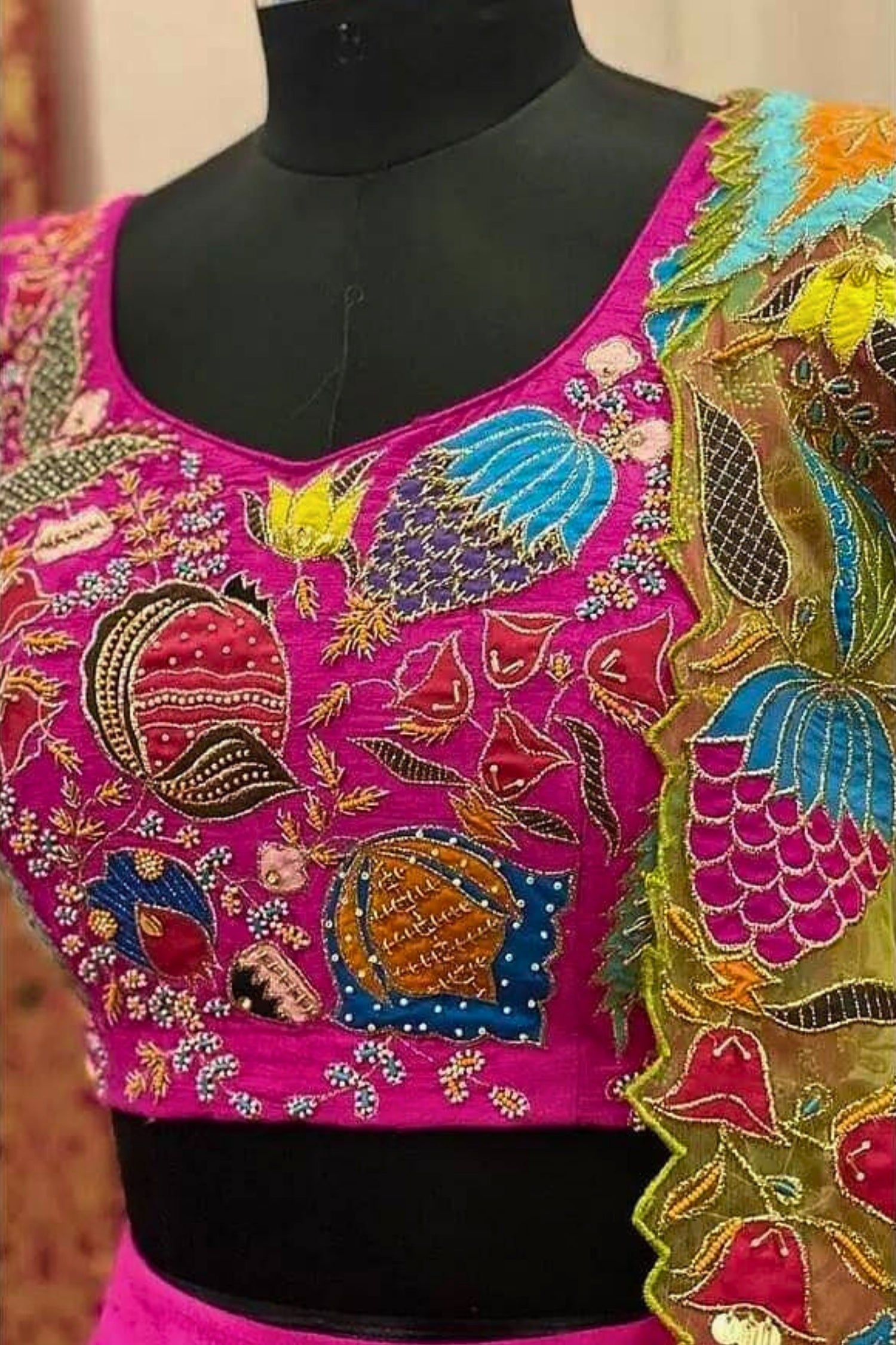 Pastel Flora Lehenga with Green Dupatta