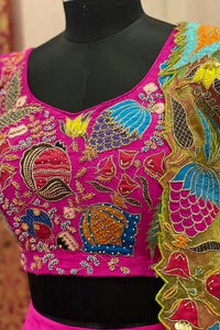 Pastel Flora Lehenga with Green Dupatta