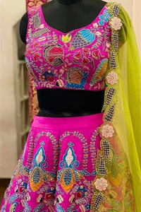 Pastel Flora Lehenga with Green Dupatta