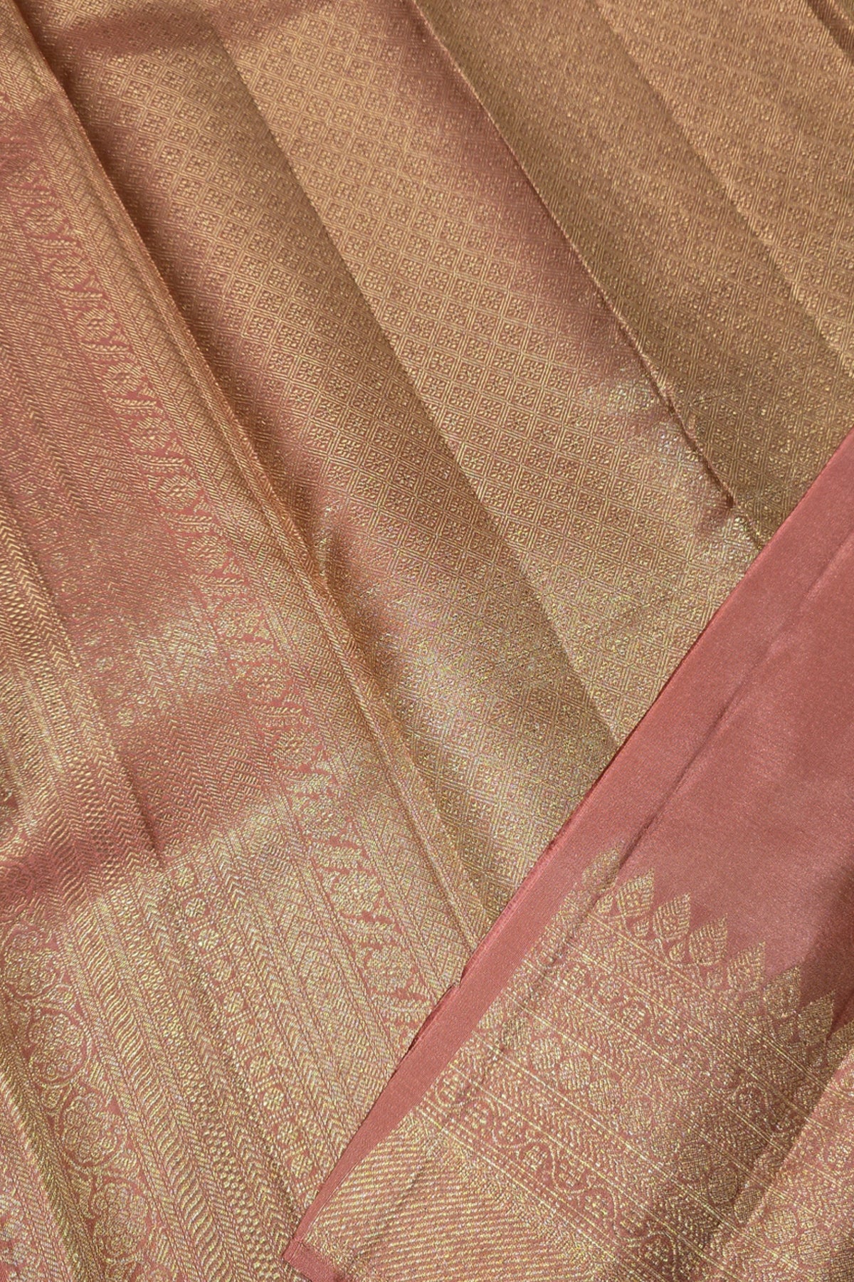 Royal Rosewood Kanchipuram Silk Saree with All-Over Gold Weaving