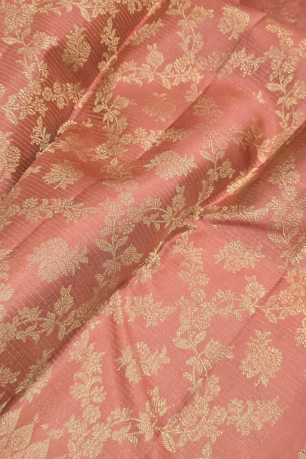 Royal Rosewood Kanchipuram Silk Saree with All-Over Gold Weaving