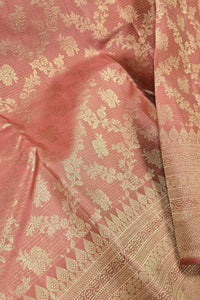 Royal Rosewood Kanchipuram Silk Saree with All-Over Gold Weaving