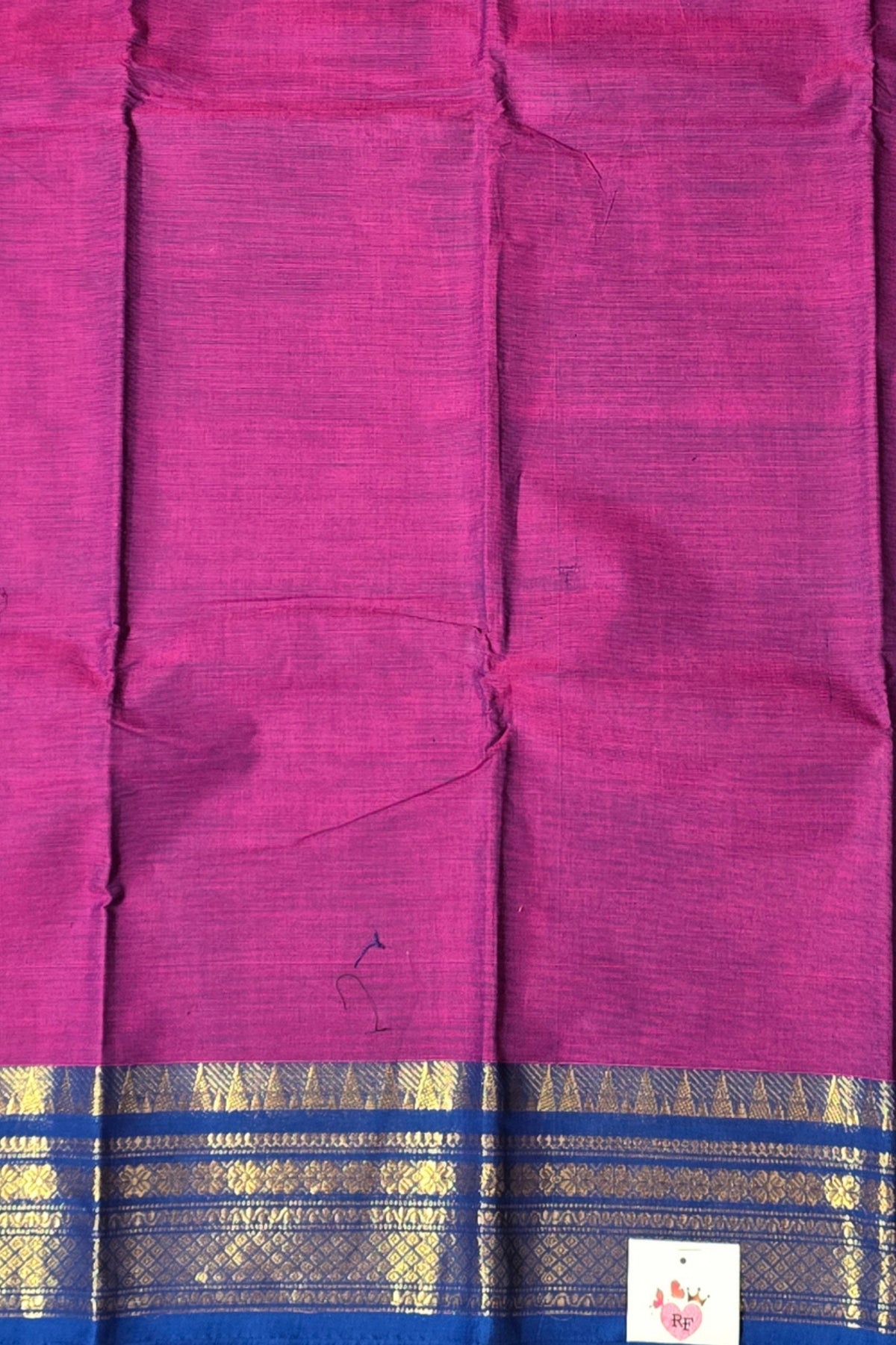 Elegant Dark Purple Cotton Saree with Blue Border